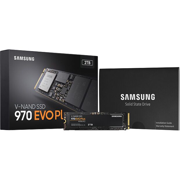 Твердотельные накопители Samsung SSD 970 EVO Plus, 2000GB, M.2(22x80mm), NVMe 1.3, PCIe 3.0 x4, 3-bit MLC, R/W 3500/3300MB/s, IOPs 620 000/560 000, D - 6