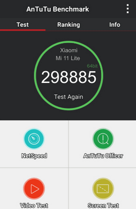 Показатель мощности Xiaomi Mi 11 Lite по AnTuTu