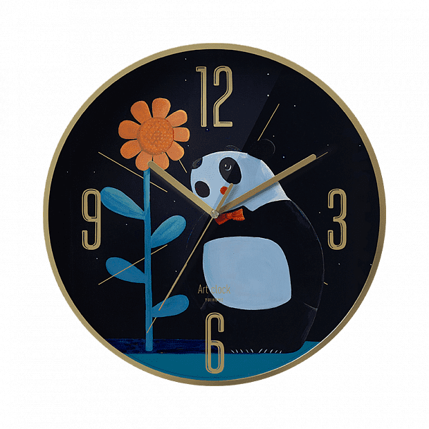 Yuihome Decor Series Art Wall Clock Bear With Flower (Blue) - 1