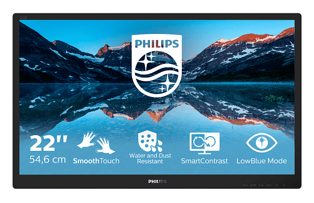 Монитор Philips LCD 21.5 16:9 1920х1080(FHD) TN, GLARE, TOUCH, 250cd/m2, H170/V160, 1000:1, 50M:1, 16.7M, 1ms, VGA, DVI, HDMI, DP, USB-Hub, Tilt - 2